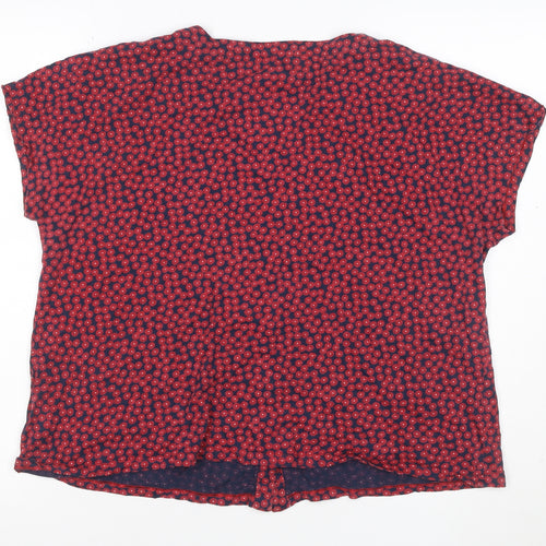 Seasalt Cornwall Women Red Floral Organic Cotton Button-Up Blouse UK 16