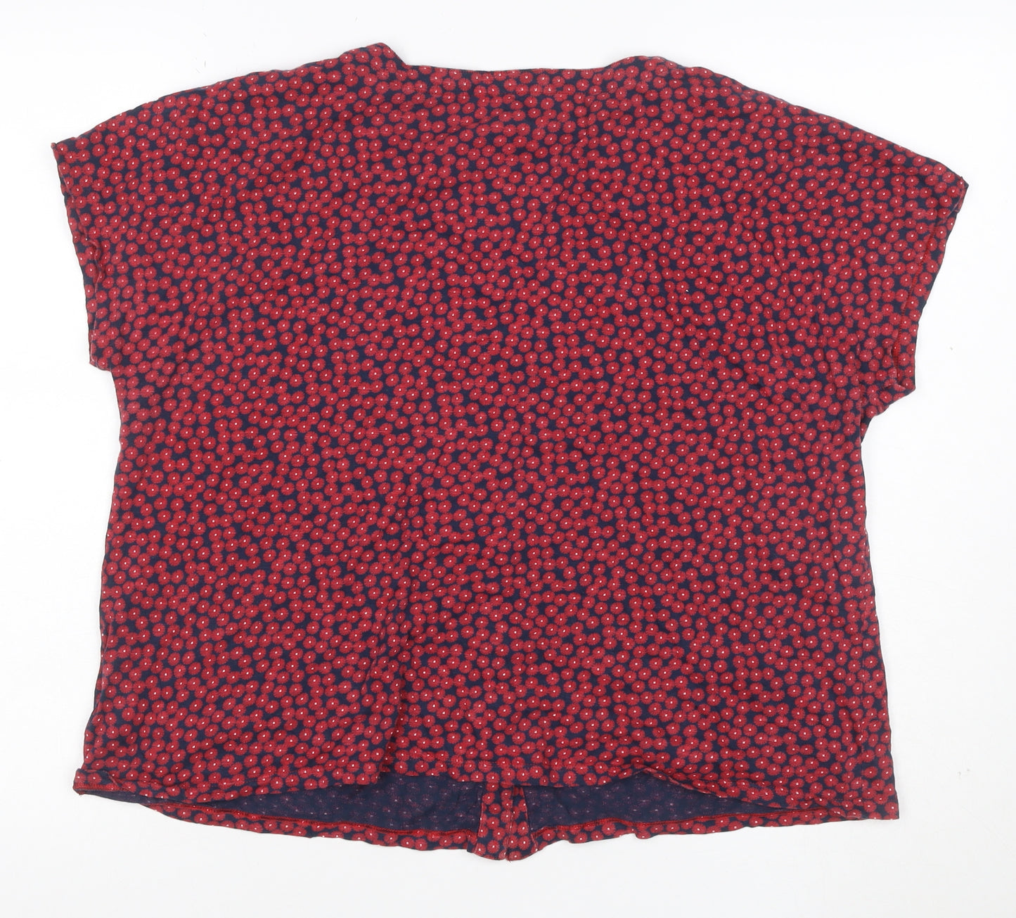 Seasalt Cornwall Women Red Floral Organic Cotton Button-Up Blouse UK 16