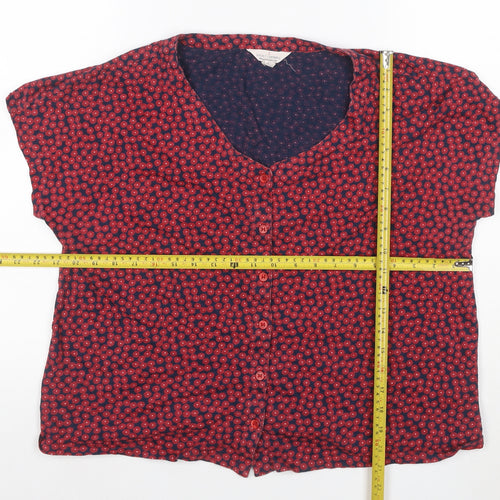 Seasalt Cornwall Women Red Floral Organic Cotton Button-Up Blouse UK 16