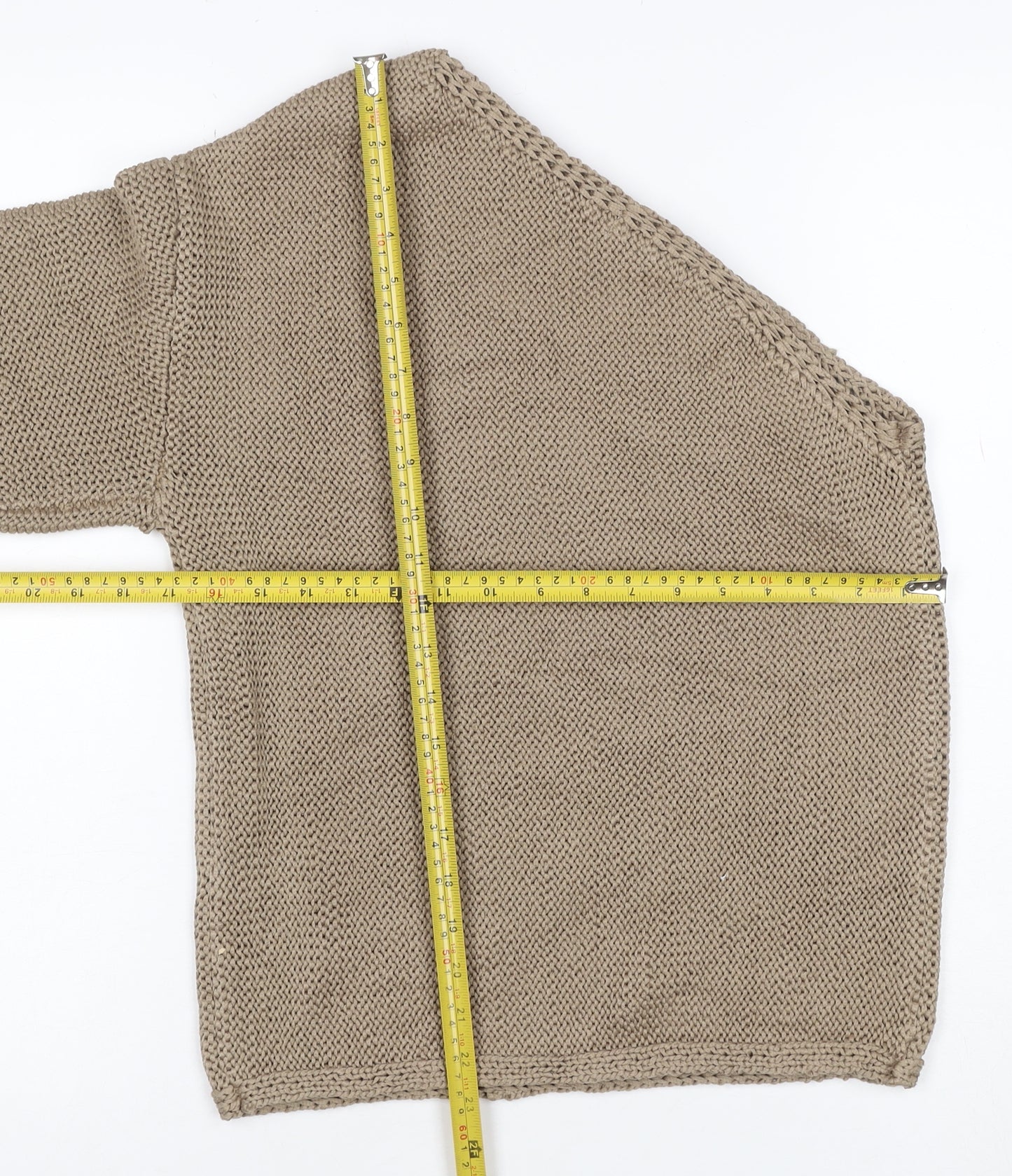 M&S Womens Beige Size S Chunky Knit Raglan Sleeve Jumper