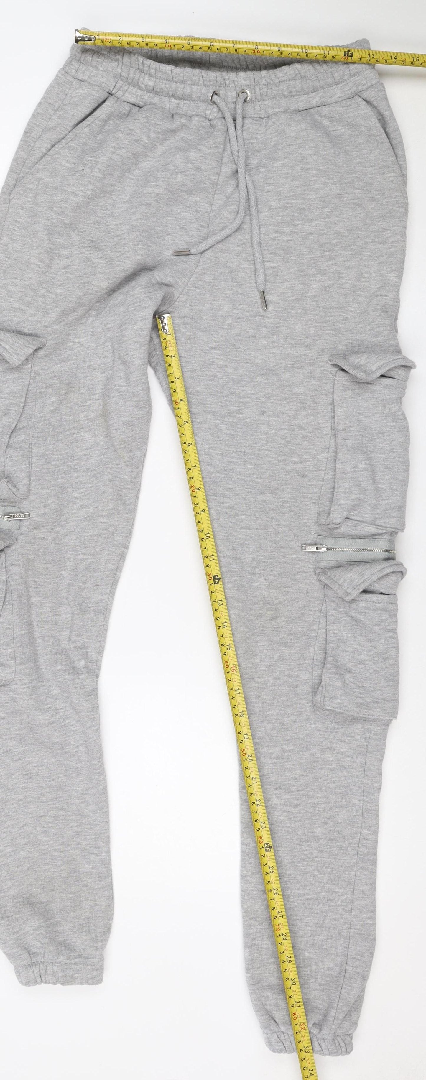 VANV Homme Men's Grey S Jogger Sweatpants Zip Pocket Drawstring