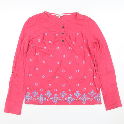 FatFace Girls Pink Floral Basic Henley Jersey Top 12-13 Years
