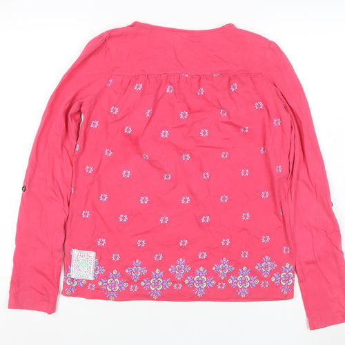 FatFace Girls Pink Floral Basic Henley Jersey Top 12-13 Years