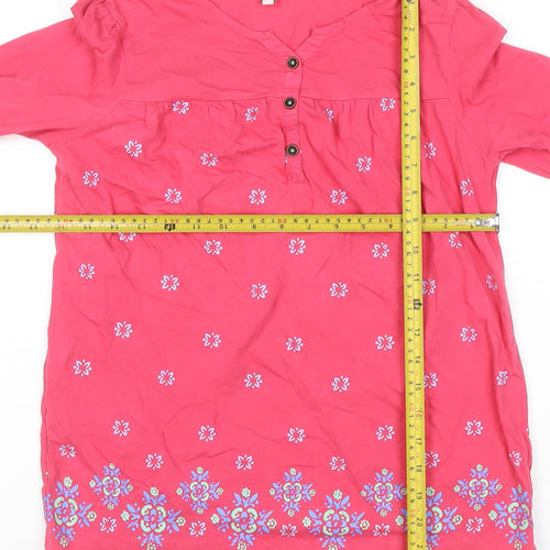 FatFace Girls Pink Floral Basic Henley Jersey Top 12-13 Years
