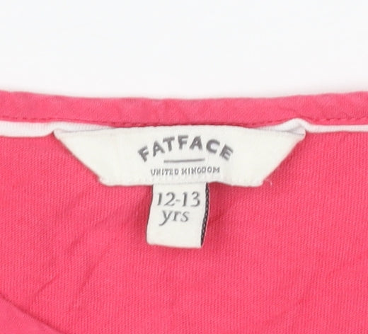 FatFace Girls Pink Floral Basic Henley Jersey Top 12-13 Years