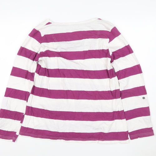 Weird Fish Women’s Purple White Stripe Long Sleeve Pocket T-Shirt UK 12