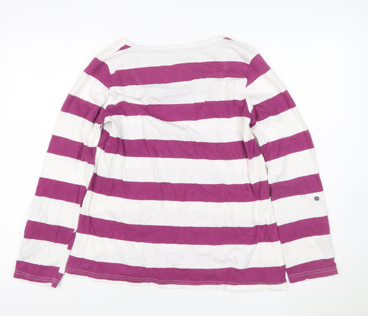 Weird Fish Women’s Purple White Stripe Long Sleeve Pocket T-Shirt UK 12