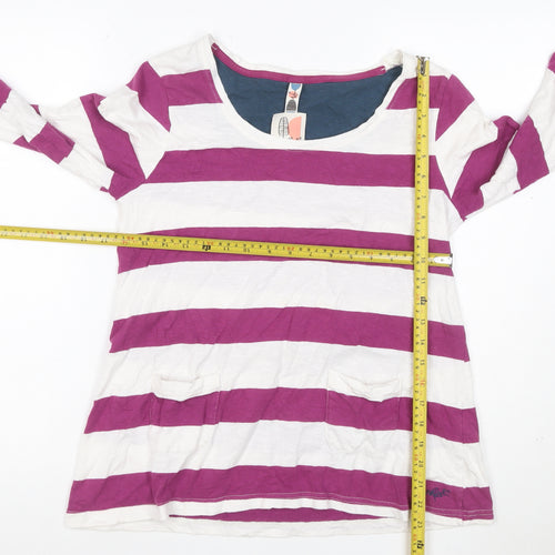 Weird Fish Women’s Purple White Stripe Long Sleeve Pocket T-Shirt UK 12