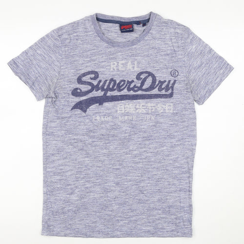 Superdry Men’s Blue Marl Logo Graphic T-Shirt Size S Short Sleeve