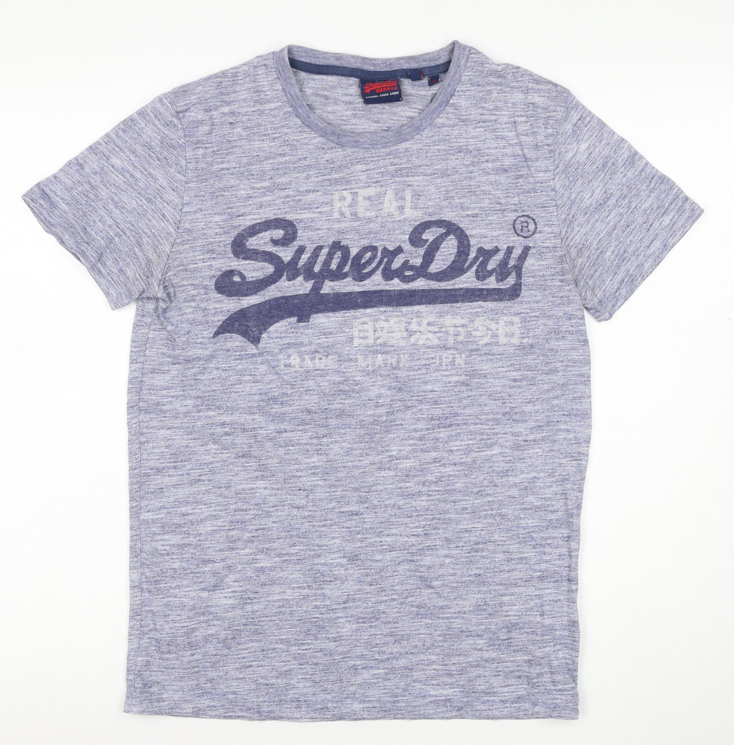Superdry Men’s Blue Marl Logo Graphic T-Shirt Size S Short Sleeve