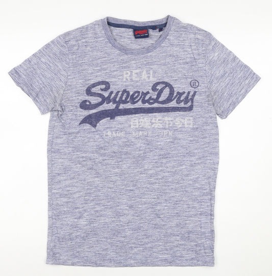 Superdry Men’s Blue Marl Logo Graphic T-Shirt Size S Short Sleeve