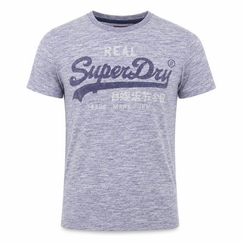 Superdry Men’s Blue Marl Logo Graphic T-Shirt Size S Short Sleeve