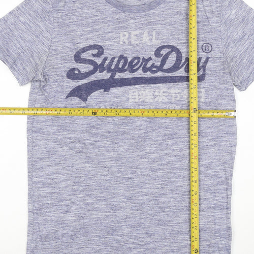 Superdry Men’s Blue Marl Logo Graphic T-Shirt Size S Short Sleeve
