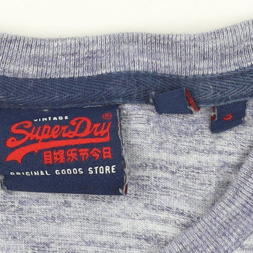 Superdry Men’s Blue Marl Logo Graphic T-Shirt Size S Short Sleeve