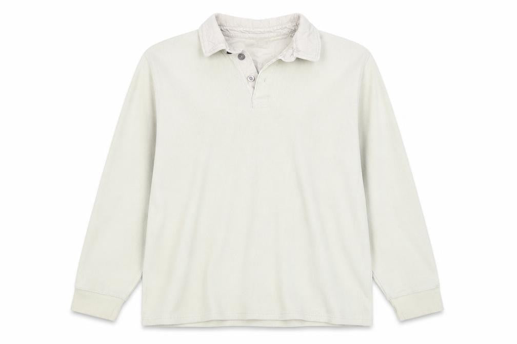 Front view of Marks & Spencer Men Ivory 2XL Henley Collared Cotton Sweatshirt