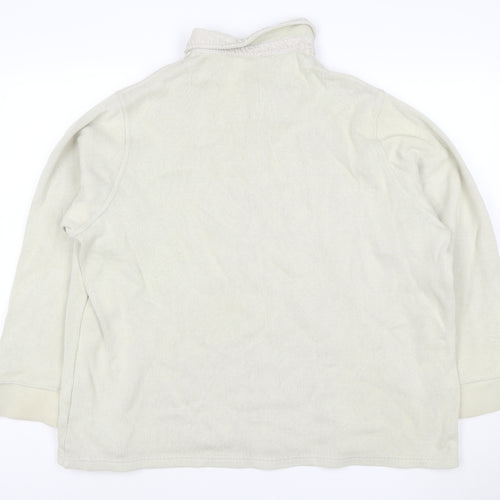 Marks & Spencer Men Ivory 2XL Henley Collared Cotton Sweatshirt
