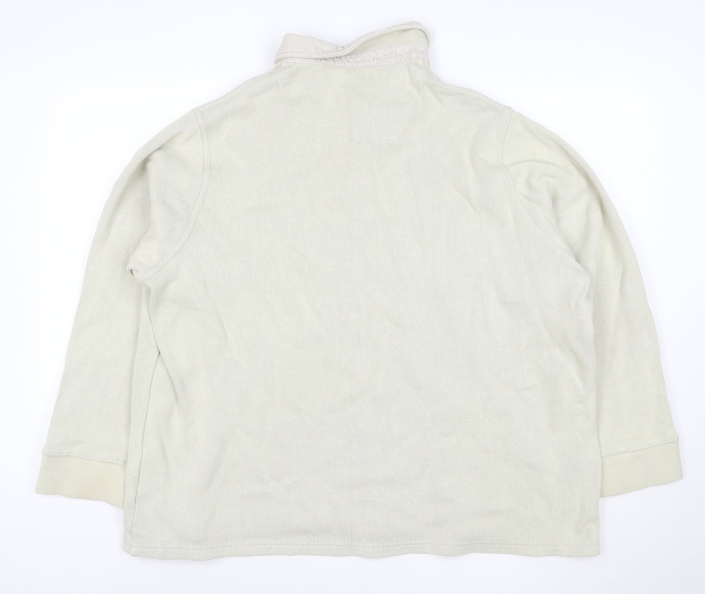 Marks & Spencer Men Ivory 2XL Henley Collared Cotton Sweatshirt