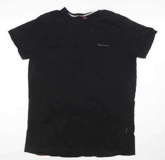 Pierre Cardin Men’s Black XL Crew Neck Logo Short Sleeve T-Shirt