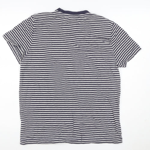 Stronghold Men's Navy White Stripe T-Shirt M Crew Neck Short Sleeve