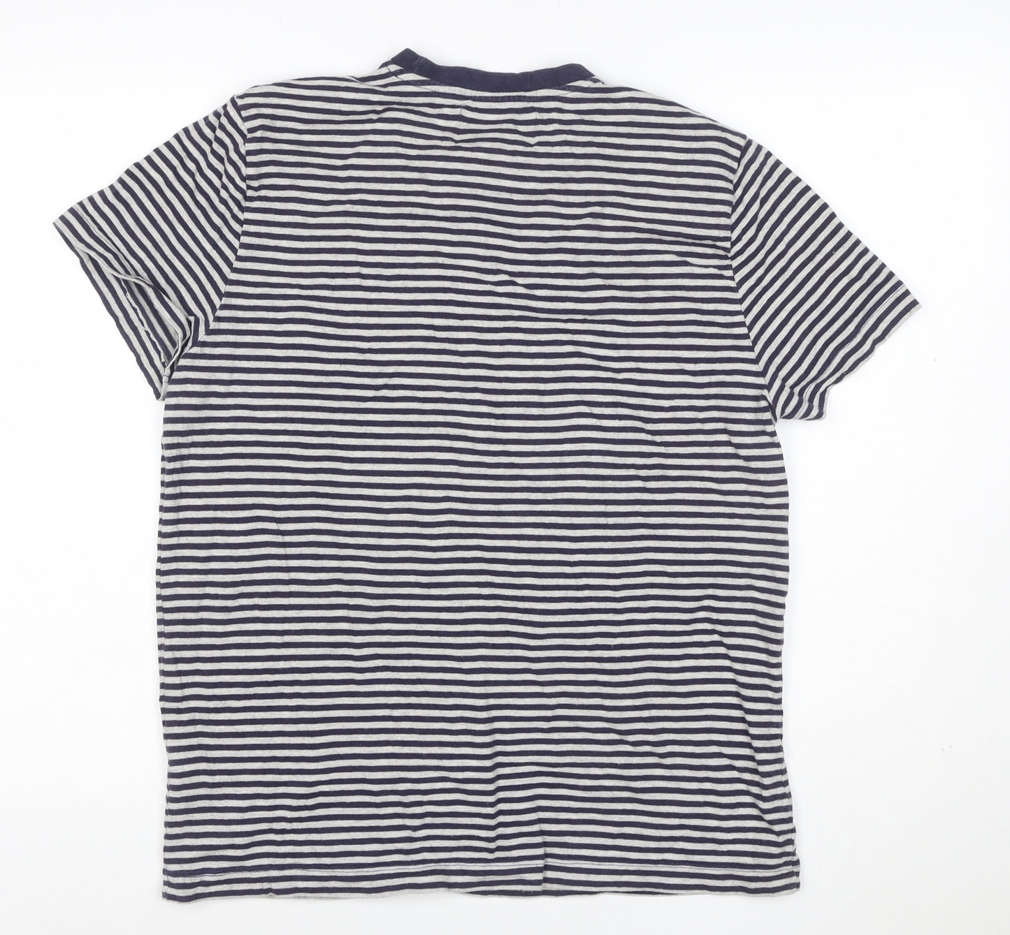 Stronghold Men's Navy White Stripe T-Shirt M Crew Neck Short Sleeve