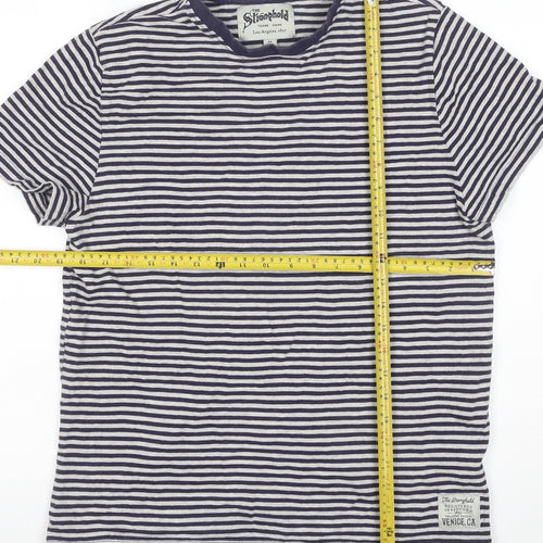 Stronghold Men's Navy White Stripe T-Shirt M Crew Neck Short Sleeve