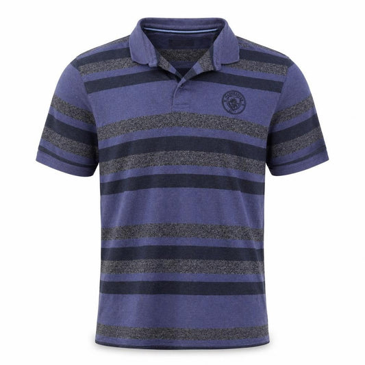 Manchester City Men’s Blue Striped Polo Shirt XL Short Sleeve Logo