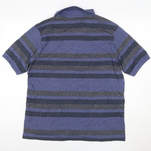Manchester City Men’s Blue Striped Polo Shirt XL Short Sleeve Logo