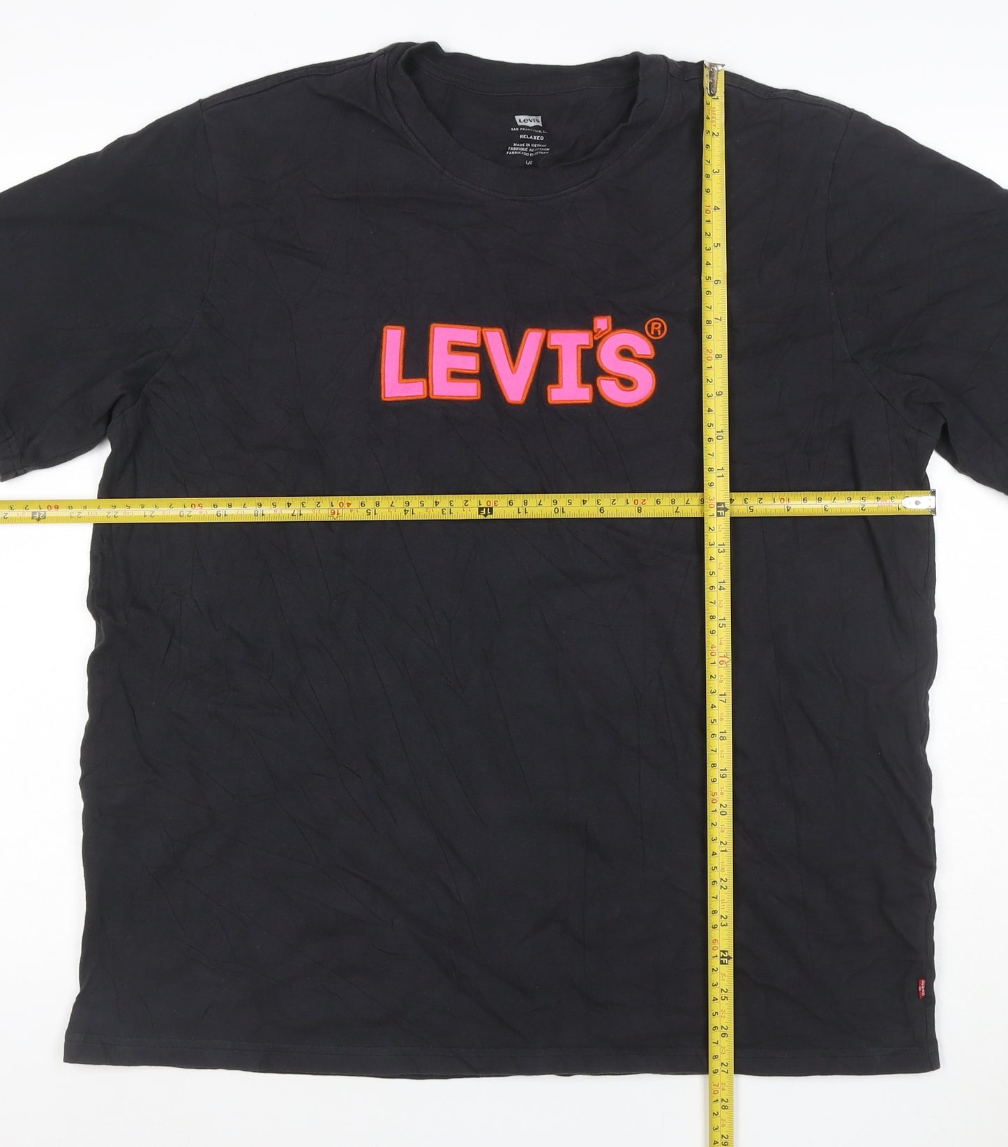 Levi's Women Black L Relaxed Logo Jersey Crew Neck Short Sleeve T-Shirt