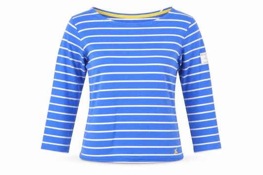 Front view of Joules Teens Blue White Stripe Jersey Long Sleeve T-Shirt, size 6