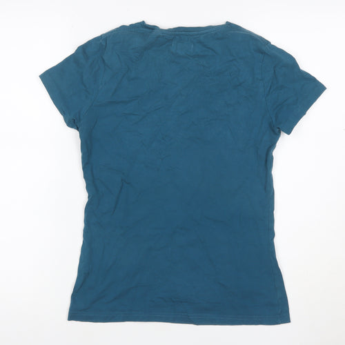 Jack Wills Women Blue UK 10 Basic Cotton Wills Logo Crew Neck T-Shirt
