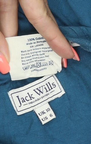 Jack Wills Women Blue UK 10 Basic Cotton Wills Logo Crew Neck T-Shirt