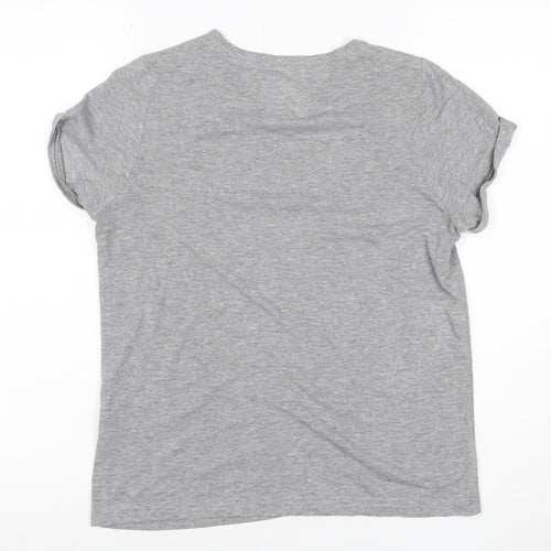 Jack Wills Women Grey UK 10 Slim Fit Logo Jersey T-Shirt