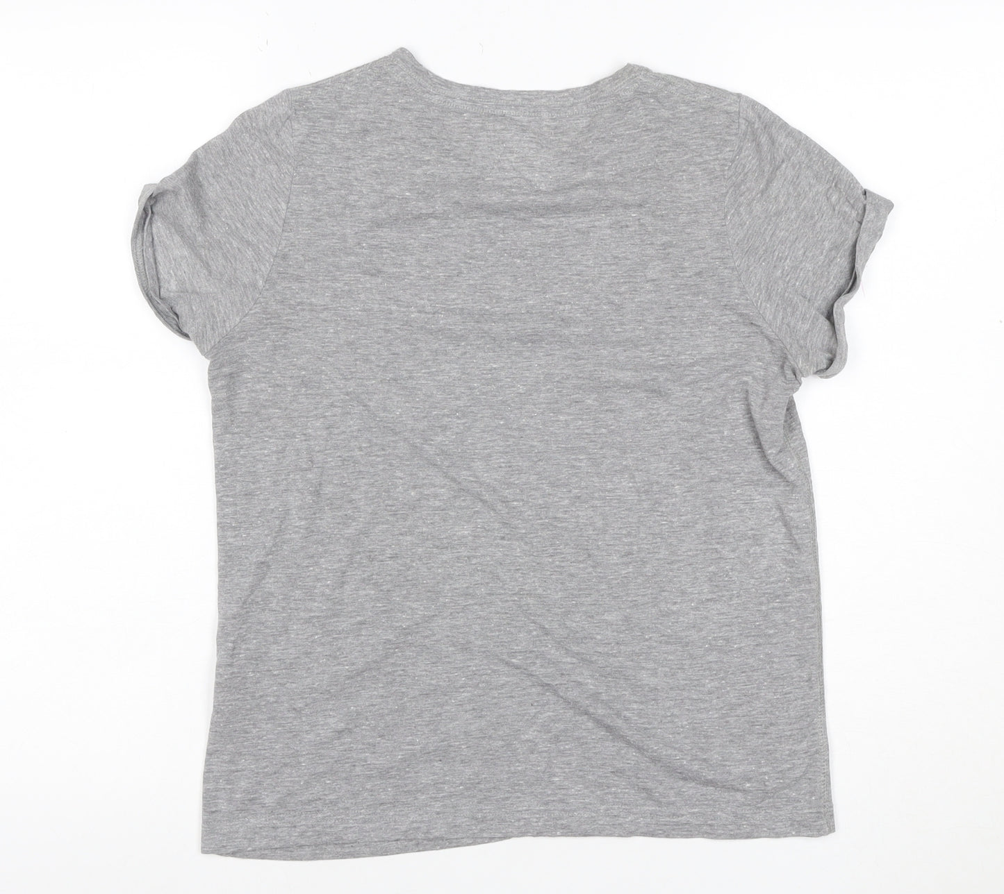Jack Wills Women Grey UK 10 Slim Fit Logo Jersey T-Shirt