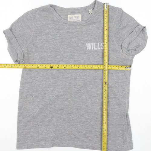 Jack Wills Women Grey UK 10 Slim Fit Logo Jersey T-Shirt