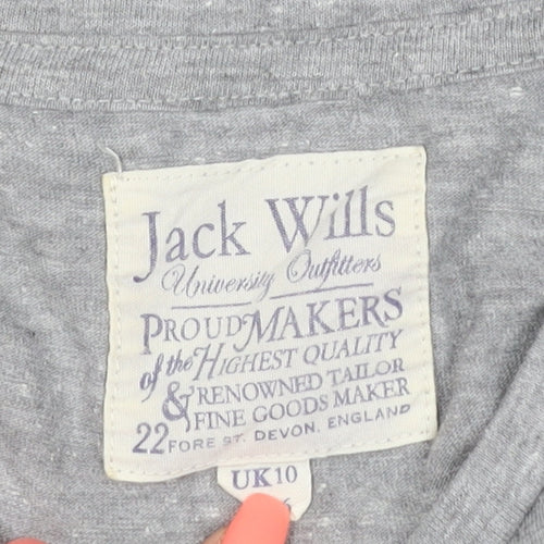 Jack Wills Women Grey UK 10 Slim Fit Logo Jersey T-Shirt