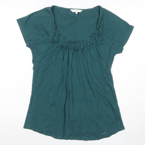 Rocha John Rocha Women Green Size 16 Ruffle Scoop Neck Jersey T-Shirt
