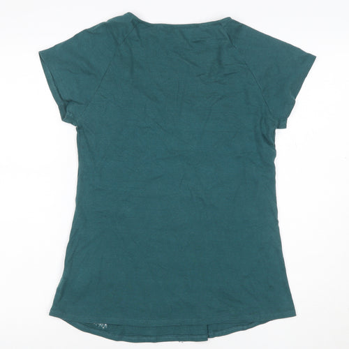 Rocha John Rocha Women Green Size 16 Ruffle Scoop Neck Jersey T-Shirt