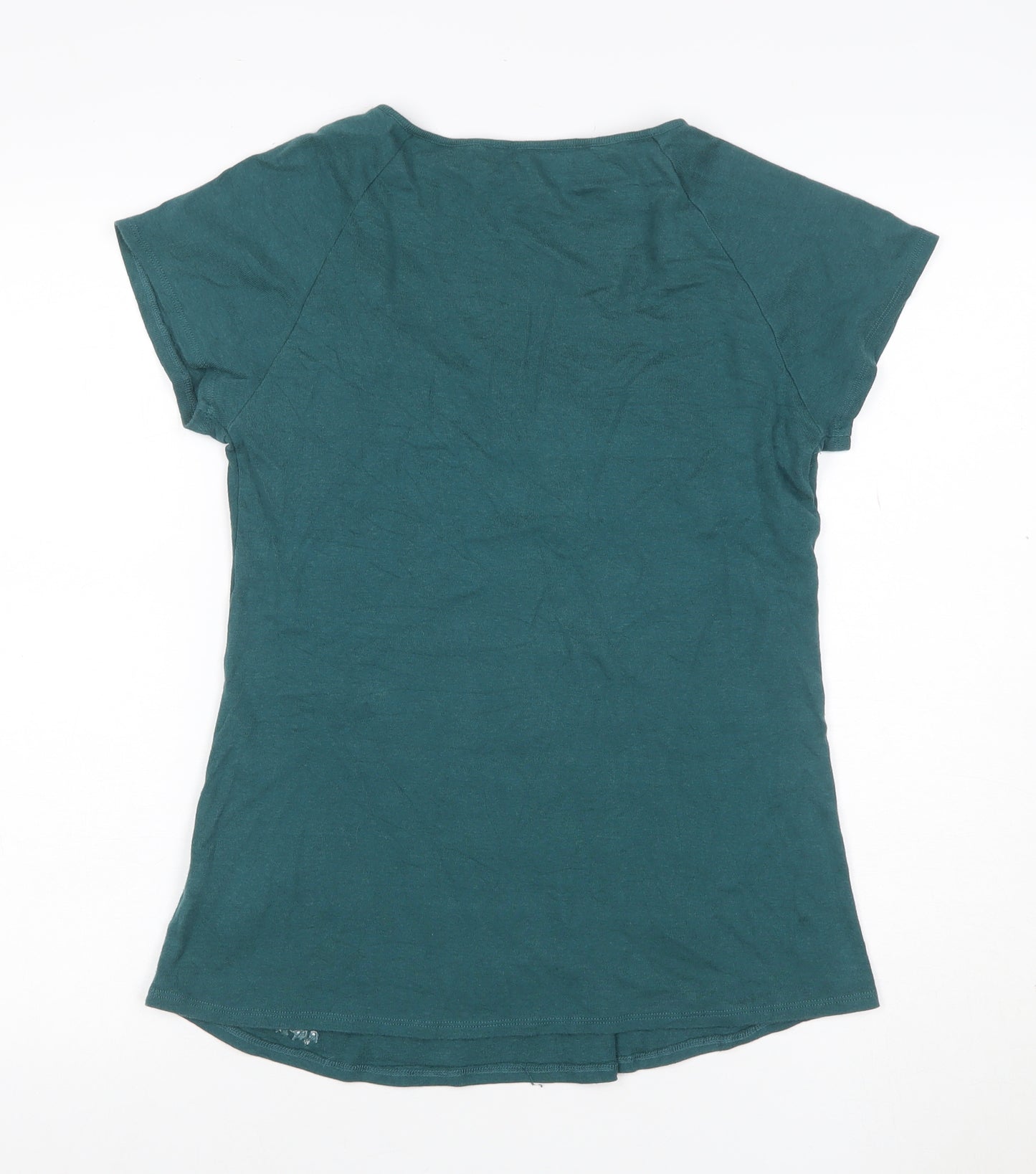 Rocha John Rocha Women Green Size 16 Ruffle Scoop Neck Jersey T-Shirt