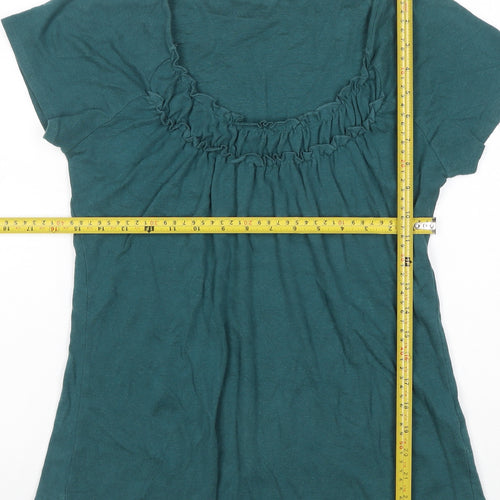 Rocha John Rocha Women Green Size 16 Ruffle Scoop Neck Jersey T-Shirt