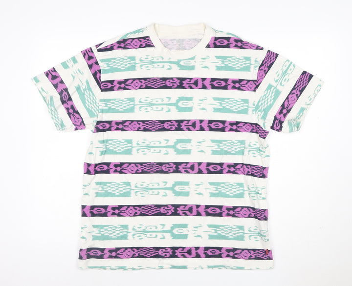 Levi's Women’s White L Aztec Geometric Short Sleeve Vintage T-Shirt