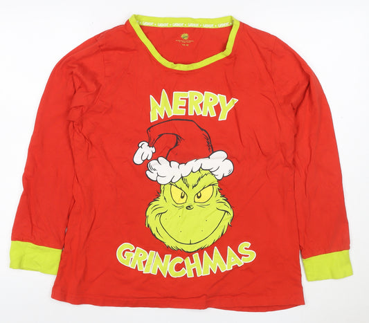 The Grinch Teens Red Size 14 Long Sleeve Christmas Pyjama Top Cotton