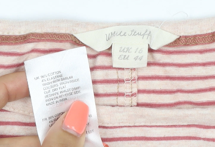 Vero Stuff Women’s Pink Stripe Long Sleeve Cotton Jersey Top UK 16