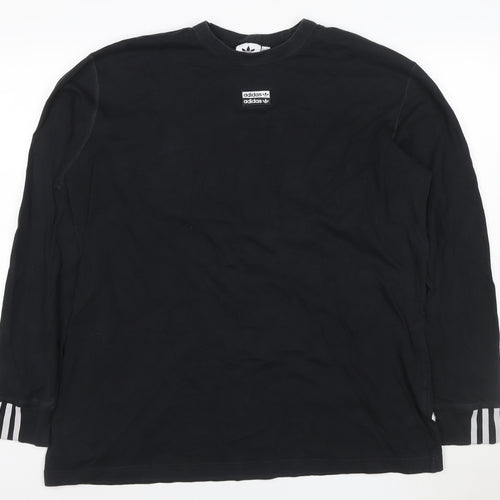 adidas Mens Black XL Long Sleeve Logo Graphic T-Shirt