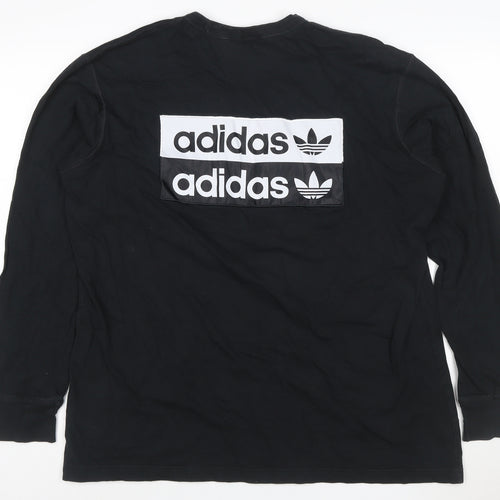 adidas Mens Black XL Long Sleeve Logo Graphic T-Shirt
