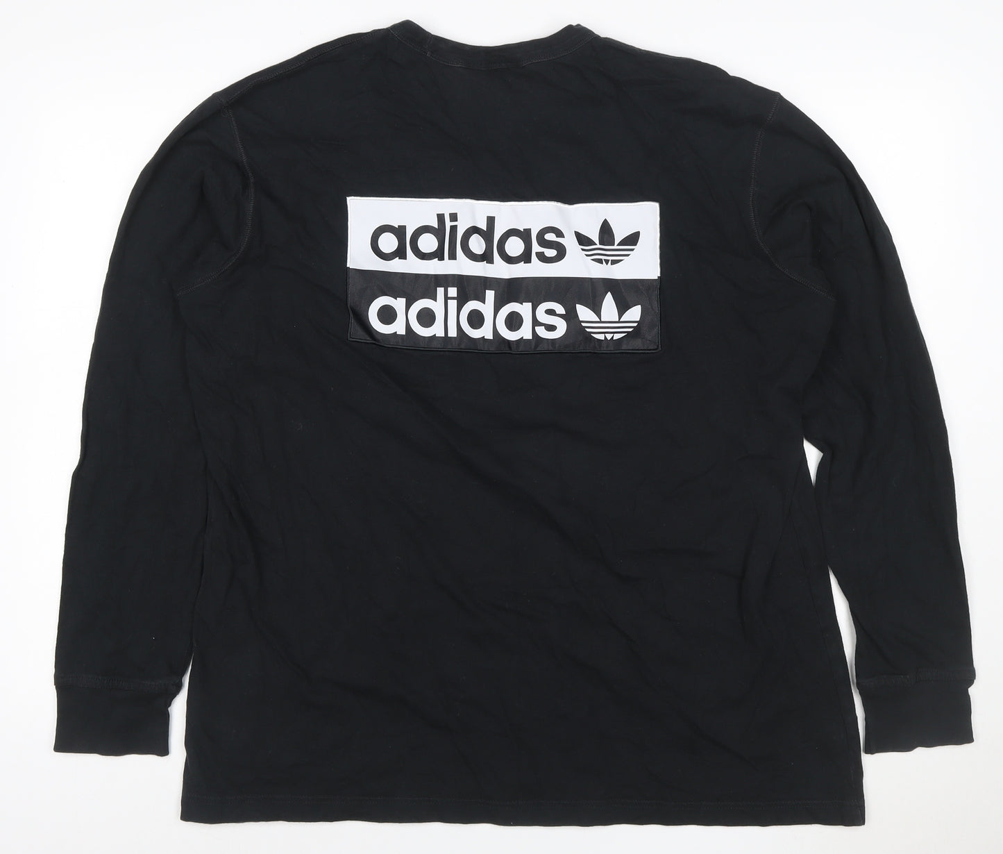 adidas Mens Black XL Long Sleeve Logo Graphic T-Shirt