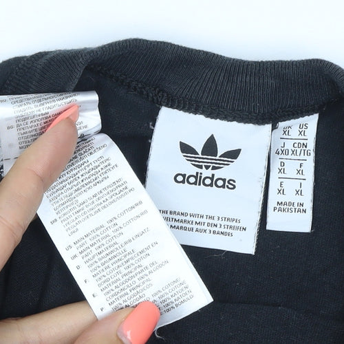 adidas Mens Black XL Long Sleeve Logo Graphic T-Shirt