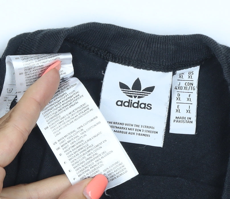 adidas Mens Black XL Long Sleeve Logo Graphic T-Shirt