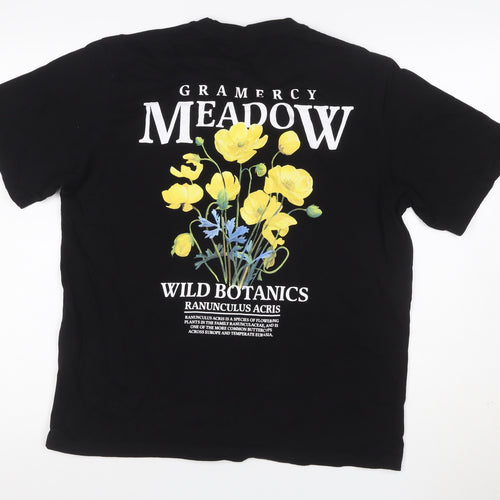 Jack & Jones Men’s Black M Meadow Floral Graphic Crew Neck T-Shirt