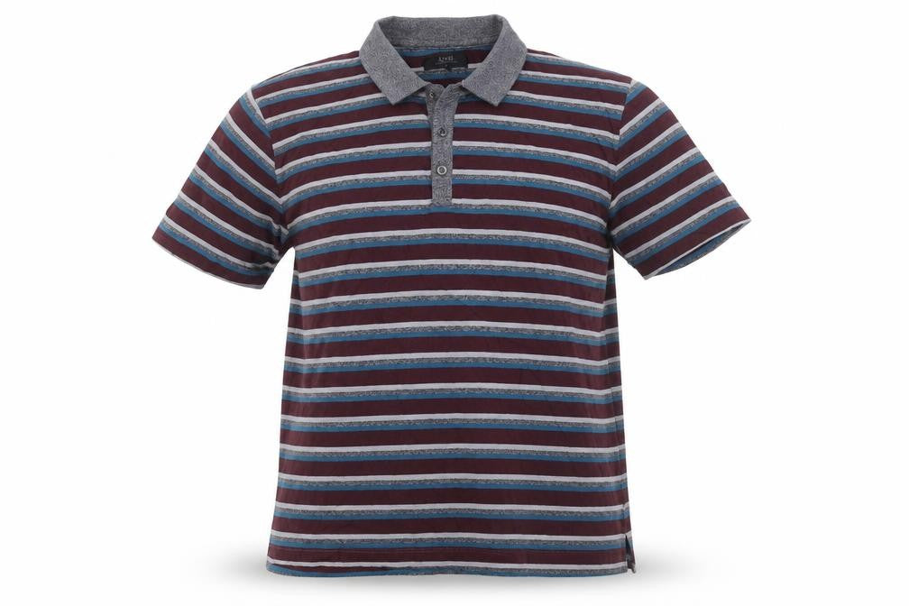 AW85 Men’s Multicoloured Striped Cotton Blend Polo Shirt XL New