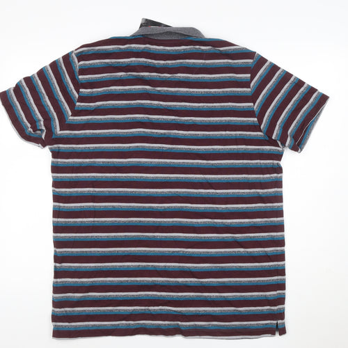 AW85 Men’s Multicoloured Striped Cotton Blend Polo Shirt XL New